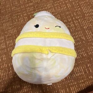 Cute Winking Plush Toy with Yellow Stripes